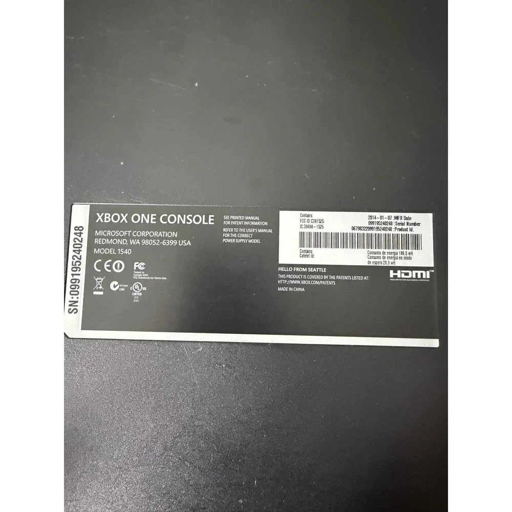 Microsoft‎ Xbox One Console 500GB Black Model 1540 Original Gen Won't Power On
